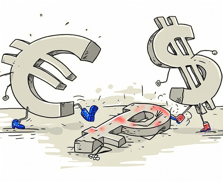 Рубль возобновил падение к доллару и евро на негативном внешнем фоне