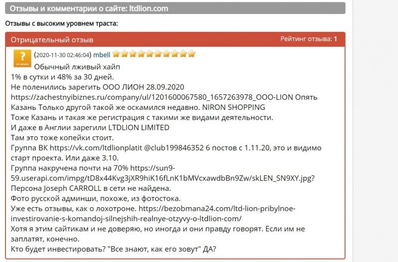 LTD Lion — Насколько безопасно сюда инвестировать?