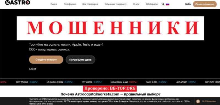 Astrocapitalmarkets МОШЕННИК отзывы и вывод денег