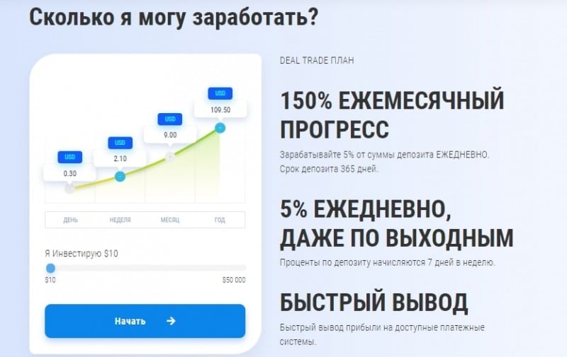 Можно ли вкладывать в Deal Trade: обзор маркетинга и отзывы