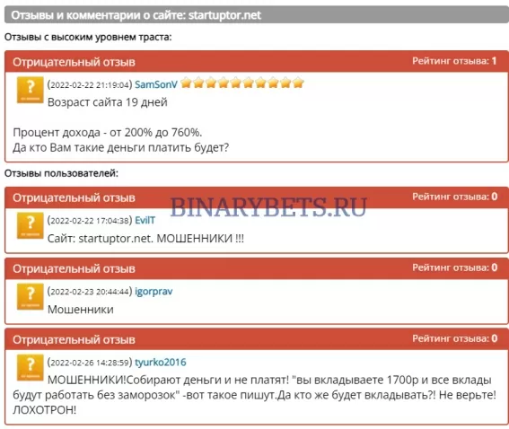 Startuptor – ЛОХОТРОН. Реальные отзывы. Проверка