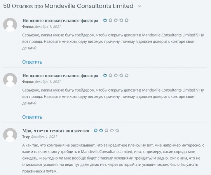 Брокер Mandeville Consultants Limited – обзор и отзывы в деталях.