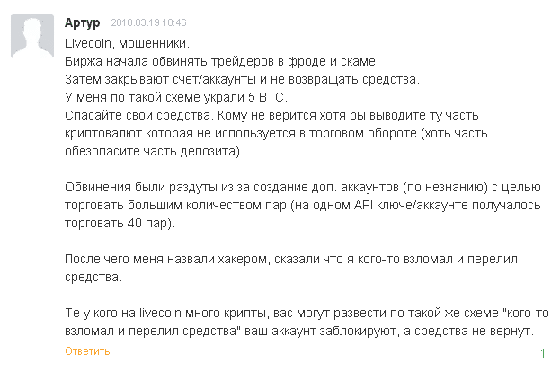 Мошенник на рынке криптовалют: обзор биржи LiveCoin и отзывы обманутых вкладчиков