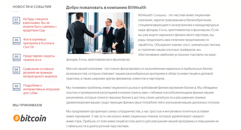 Экспертный обзор инвестиционного проекта BitWealth Company: отзывы клиентов и механизмы работы