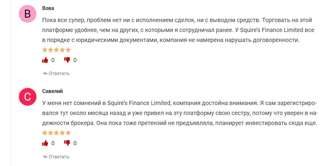 Squire’s Finance Limited : обзор брокера и отзывы трейдеров о торговле