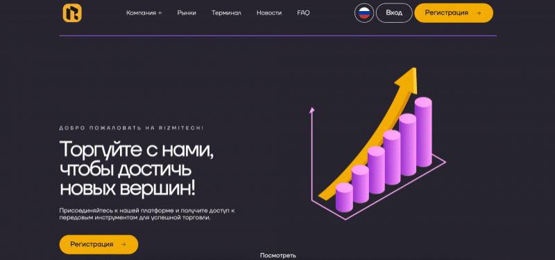 Остерегаемся. Rizmitech (rizmitech.com, rizmi-th.cc) — торгуйте с нами и вы потеряете все деньги. Лохотрон. Отзывы трейдеров